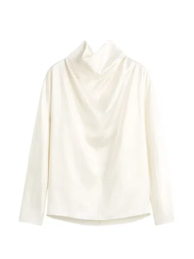 Totême Draped Cowl-neck Blouse In White