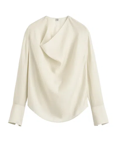 Totême Draped Curved Hem Blouse In White