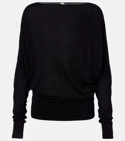 Totême Draped Jersey Top In Black