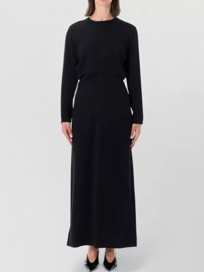 Totême Draped Long-sleeve Maxi Dress In Black