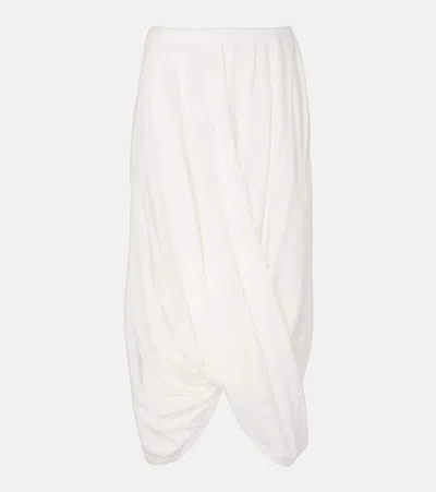 Totême Long Skirt Cotton Blend Draped Waistband Sheer In White