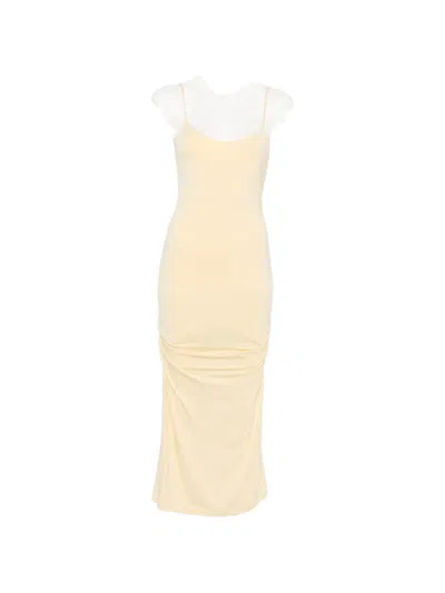 Totême Draped Midi Dress In Yellow