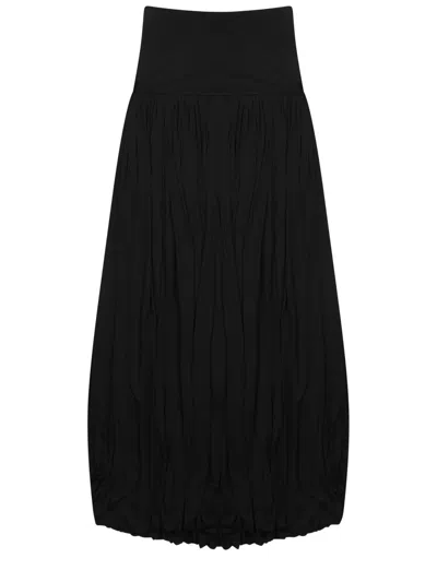 Totême Draped Midi Skirt With High Waistband And Gathered Details In Black