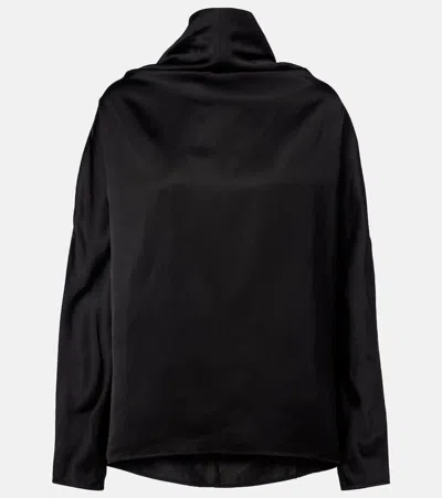 Totême Draped Satin Blouse In Black