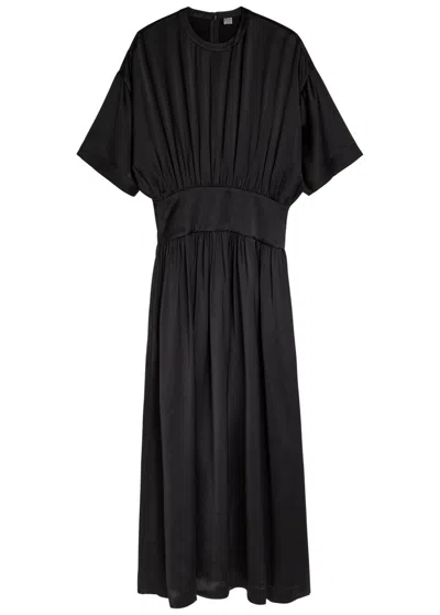 Totême Toteme Draped Satin Maxi Dress In Black