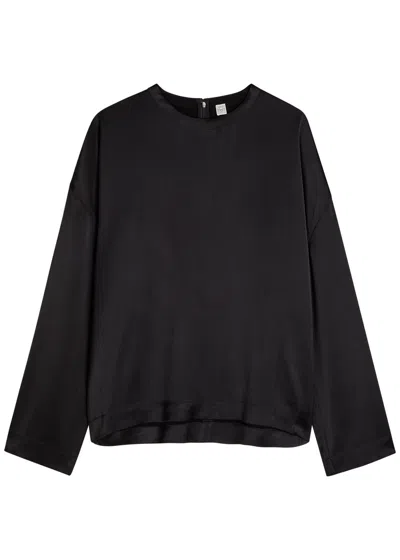 Totême Toteme Draped Satin Top In Black