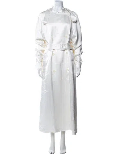 Pre-owned Totême Draped Satin Trench Linen Trench Coat In Neutrals