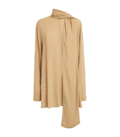 Totême Toteme Draped Scarf Blouse In Beige