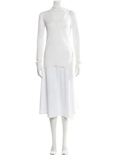 Pre-owned Totême Draped Scarf Fine Knit Wool Sweater In Neutrals