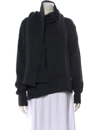 Pre-owned Totême Draped Scarf Wool Sweater In Black