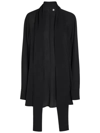 Totême Toteme Draped Scarf Woven Blouse In Black