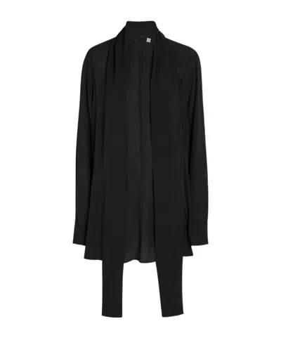 Totême Draped Scarf Woven Blouse In Black