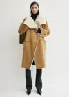 Totême Toteme Draped Genuine Shearling Coat In Brown