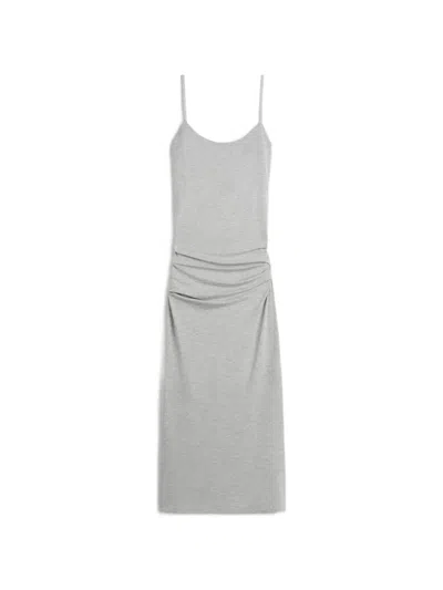 Totême Draped Slip Mélange Midi Dress In Gray