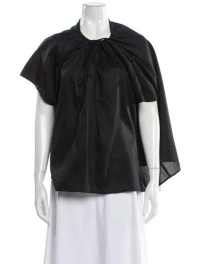 Pre-owned Totême Draped Tunic Blouse Tie Neck Top In Gray