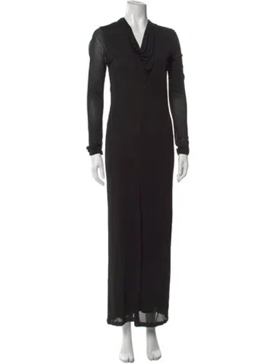 Pre-owned Totême Draped V Neck Dress Long Dress In Black