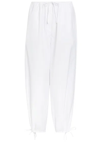 Totême Toteme Drawstring Barrel-leg Cotton Trousers In White