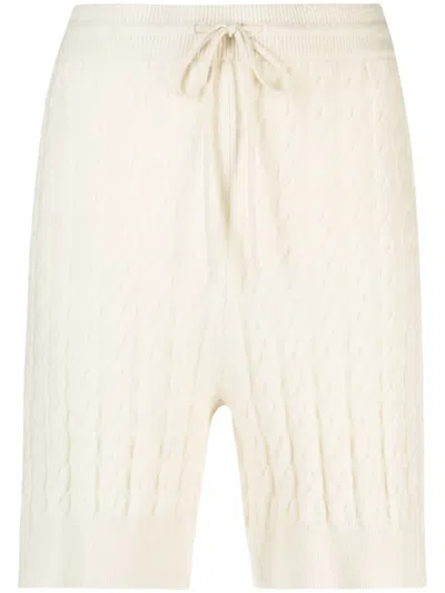 Totême Cable-knit Wool-cashmere Shorts In White