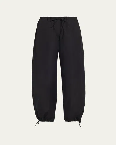 Totême Drawstring Cotton Balloon Pants In Black