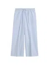 Totême Womens Sky Logo-embroidered Wide-leg Cotton And Linen Trousers In Blue