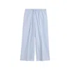 Totême Womens Sky Logo-embroidered Wide-leg Cotton And Linen Trousers In Blue
