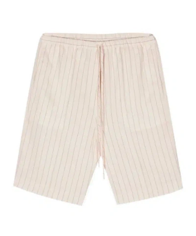Totême Drawstring-waist Pinstripe Shorts In Nude