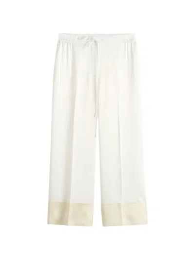 Totême Drawstring Silk Trousers In White