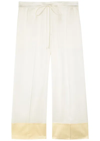 Totême Toteme Drawstring Straight-leg Satin Trousers In White