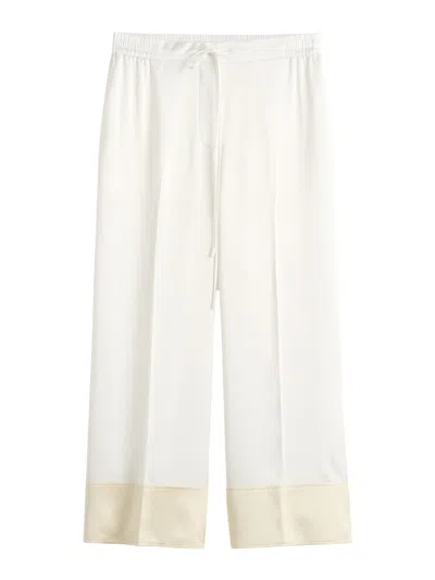 Totême Drawstring Wide-leg Satin Pants In White