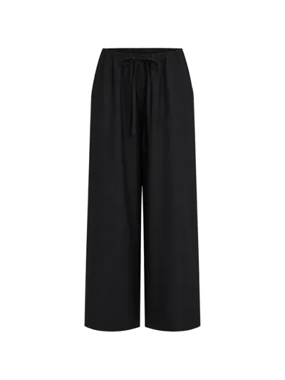 Totême Drawstring-waist Wide-leg Trousers In Black
