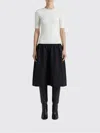 Totême Twinflower Gathered Ribbed-knit And Wool And Silk-blend Crepe Midi Dress In White