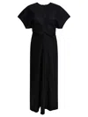 Totême Maxi Dress With Short Sleeves And Shine In Black