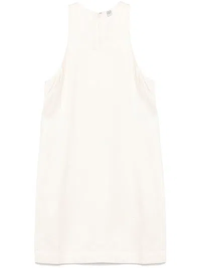 Totême Raffia-effect Knit Dress Beige In White