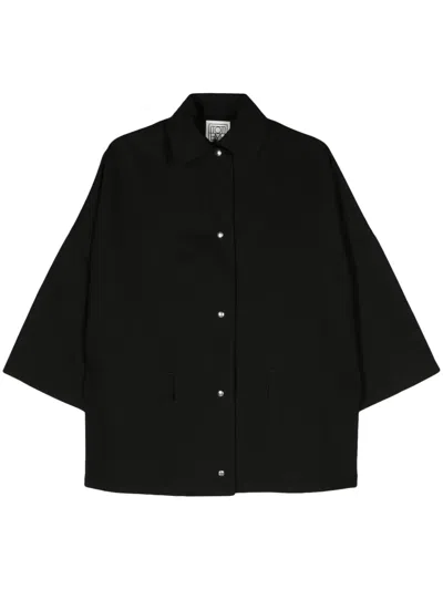 Totême Drop-shoulder Twill Shirt Jacket In Black