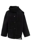 Totême Dropped-shoulder Fringed-edge Scarf Jacket In Black