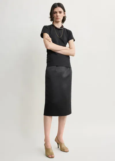 Totême Duchess Satin Pencil Skirt Black