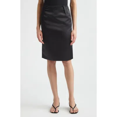 Totême Toteme Duchesse Satin Pencil Skirt In Black