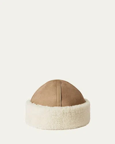Totême Dyed Shearling Beanie In Biscuit