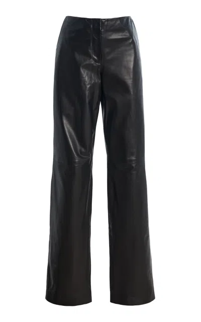 Totême Toteme Easy Leather Straight-leg Pants In Black