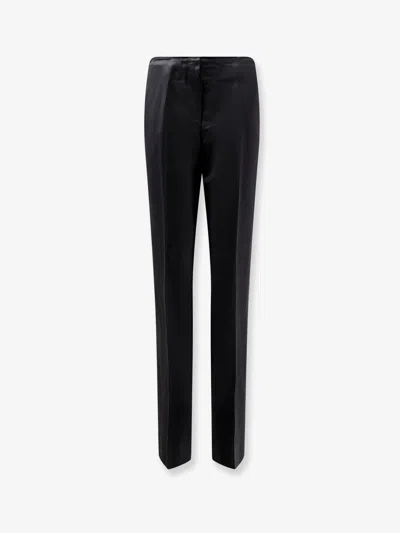 Totême Easy Raw Edge Viscose And Linen Trousers In Black