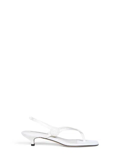 Totême Ecru Satin Flip Flops Slingback Sandals In White