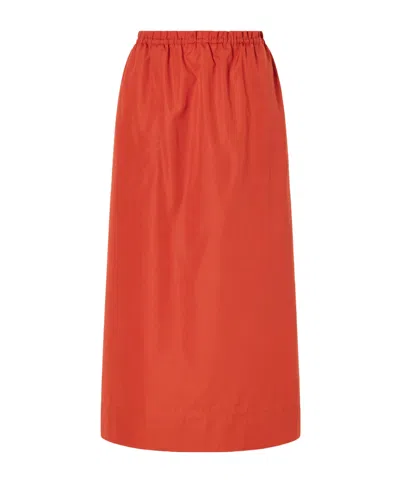 Totême Cotton-poplin Midi Skirt In Red