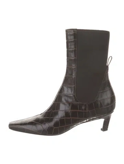 Pre-owned Totême Embossed Leather Animal Print Chelsea Boots In Brown