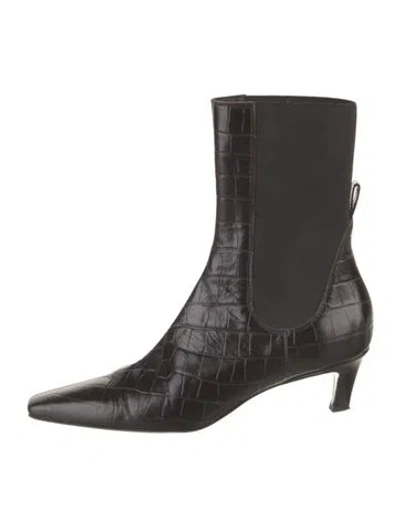 Pre-owned Totême Embossed Leather Animal Print Chelsea Boots In Brown