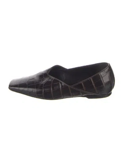 Pre-owned Totême Embossed Leather Animal Print Flats In Blue