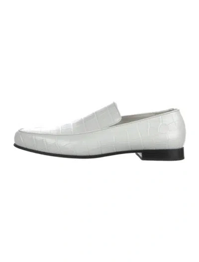 Pre-owned Totême Embossed Leather Animal Print Loafers In White