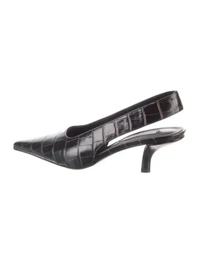 Pre-owned Totême Embossed Leather Animal Print Slingback Pumps In Black