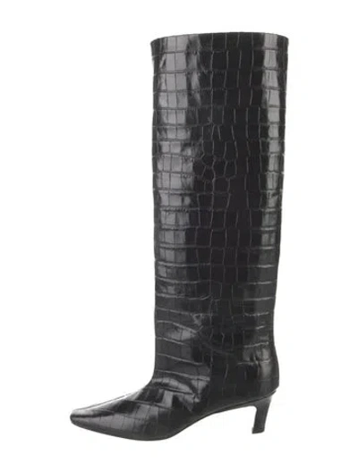 Pre-owned Totême Embossed Leather Boots In Black