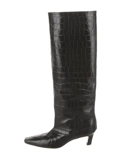 Pre-owned Totême Embossed Leather Boots In Black