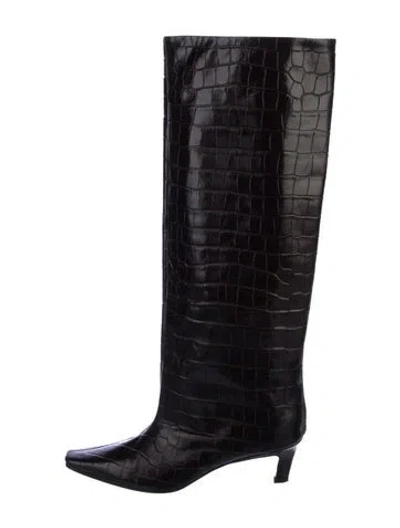 Pre-owned Totême Embossed Leather Boots In Black